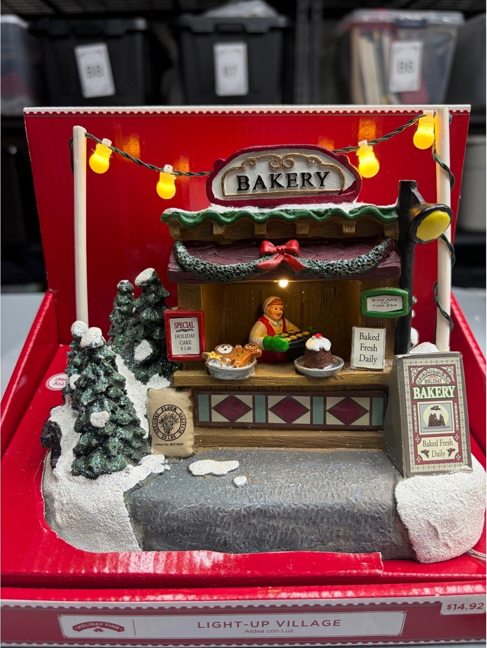 Christmas Village Booth Lighted Bakery String Lights Baked Goodies Bakery